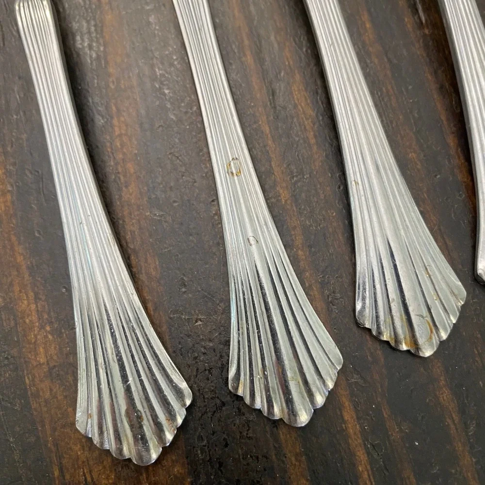 Rogers Stainless Korea Flatware Set 22pc Fluted Fan Handle Spoons Forks Lot